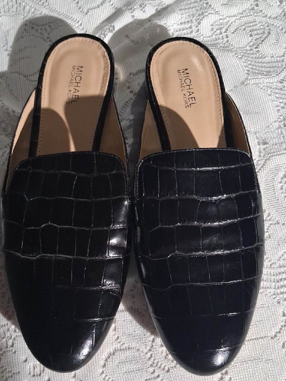 Michael Kors Women's Black Croc-Embossed Slip-On Loafers - Picture 3 of 6
